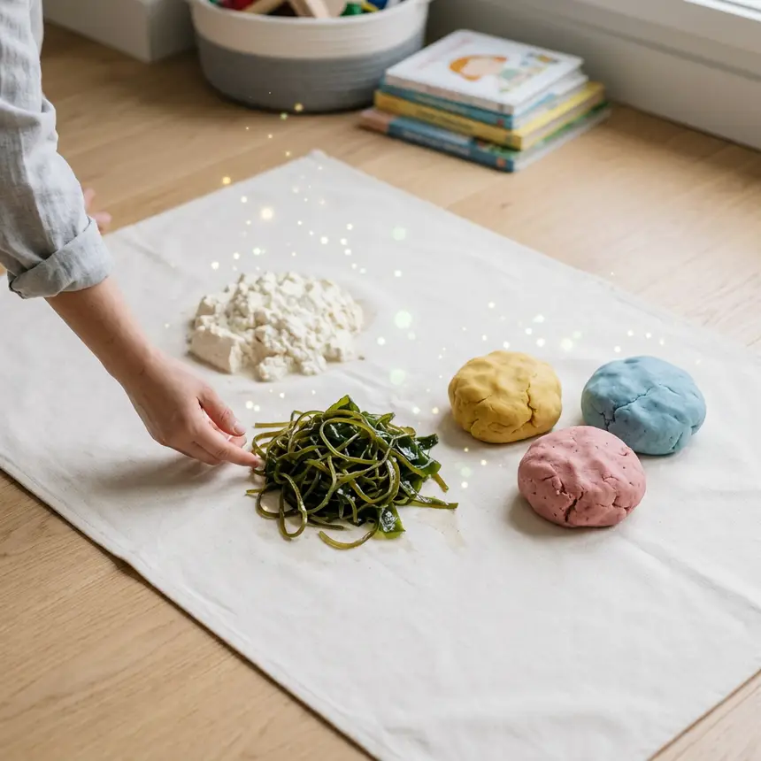 Safe sensory play ingredients, tofu seaweed dough