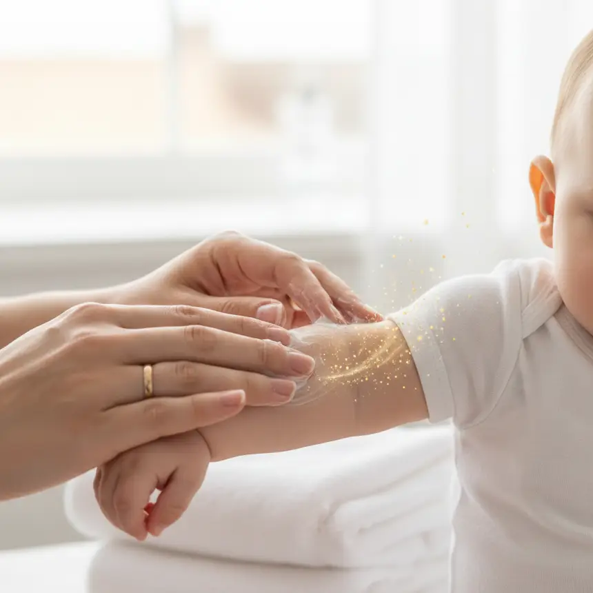 Applying baby moisturizer
