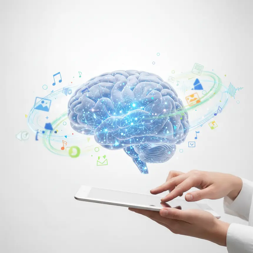 Child's brain with active language processing