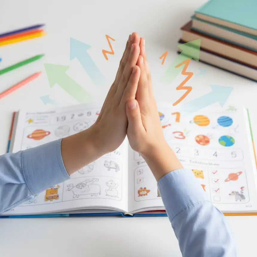 Parent and child high-fiving over completed work
