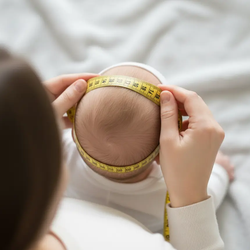Baby head circumference measurement, using tape
