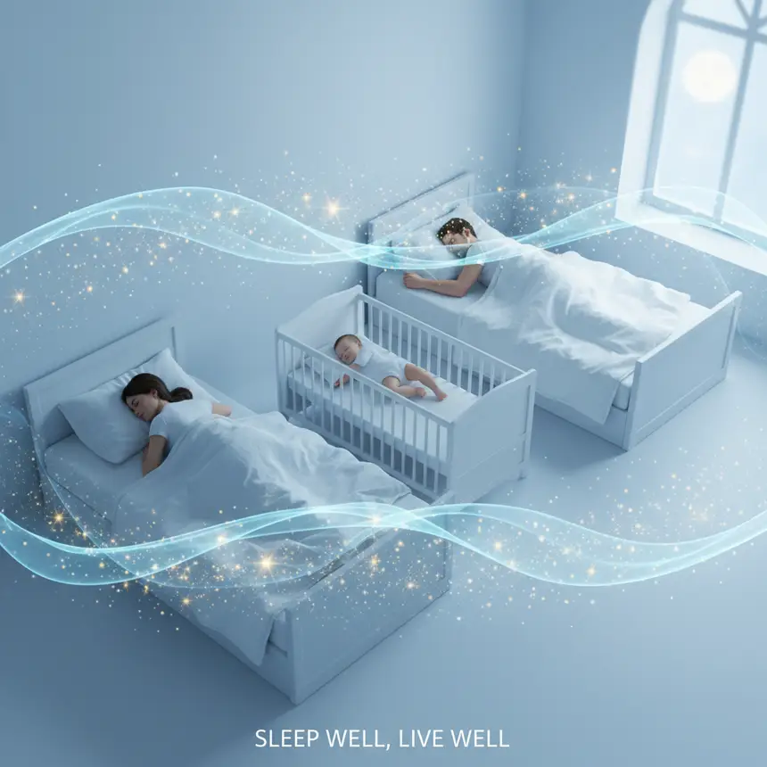 Family sleep, peaceful night
