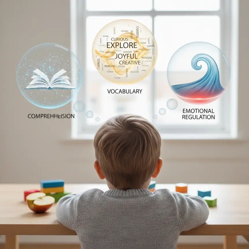 Child development areas, literacy vocabulary emotional regulation