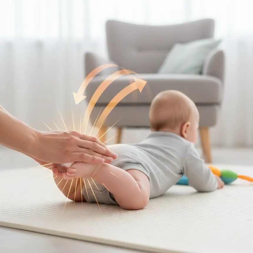 Baby crawling encouragement play